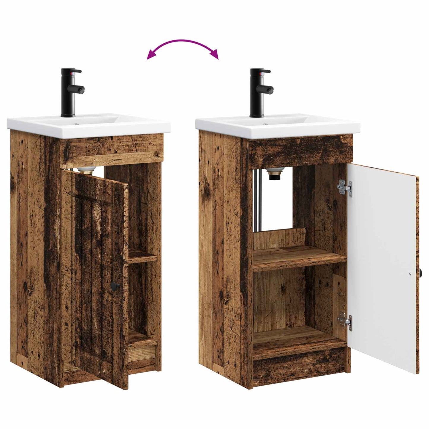 vidaXL Bathroom Vanity with Sink Old Wood 42 x 40 x 84.5 cm