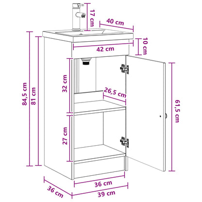 vidaXL Bathroom Vanity with Sink Artisan Oak 42 x 40 x 84.5 cm