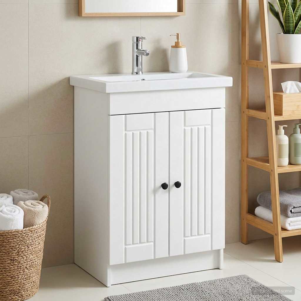 vidaXL Bathroom under Sink Cabinet White 56 x 37.5 x 81 cm