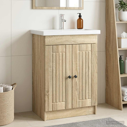 vidaXL Bathroom under Sink Cabinet Sonoma Oak 56 x 37.5 x 81 cm