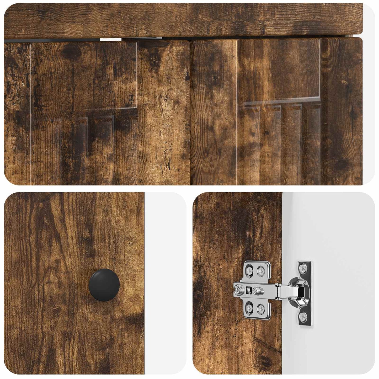vidaXL Bathroom under Sink Cabinet Smoked Oak 56 x 37.5 x 81 cm