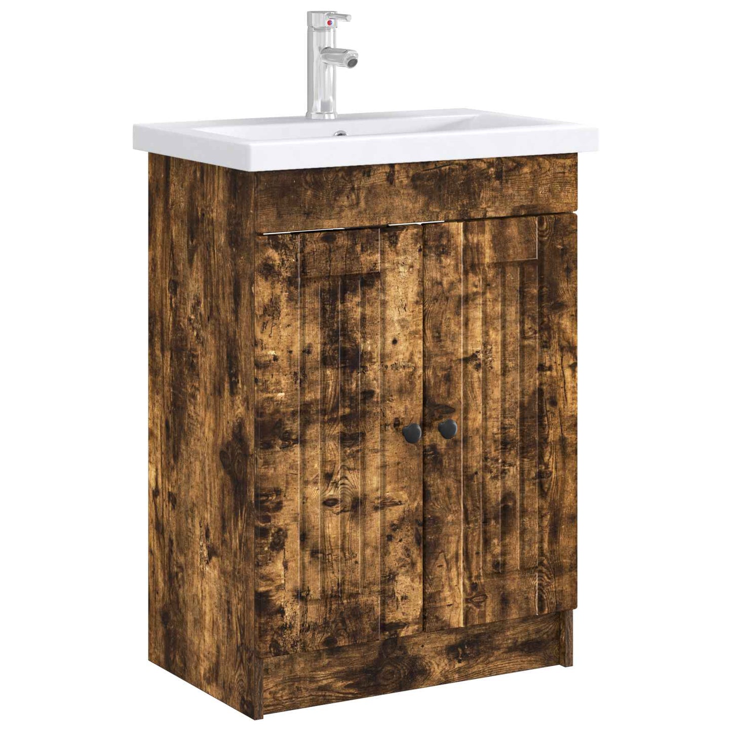 vidaXL Bathroom under Sink Cabinet Smoked Oak 56 x 37.5 x 81 cm