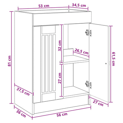 vidaXL Bathroom under Sink Cabinet Smoked Oak 56 x 37.5 x 81 cm