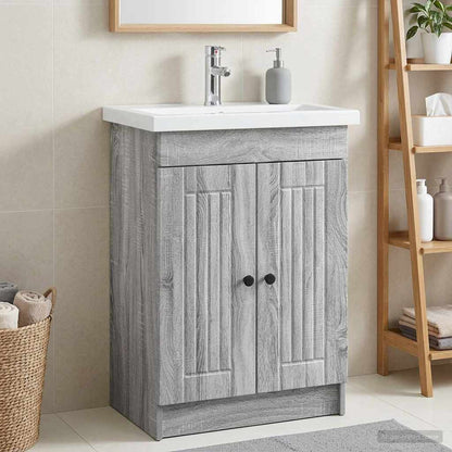 vidaXL Bathroom under Sink Cabinet Grey Sonoma 56 x 37.5 x 81 cm