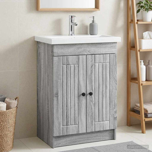vidaXL Bathroom under Sink Cabinet Grey Sonoma 56 x 37.5 x 81 cm