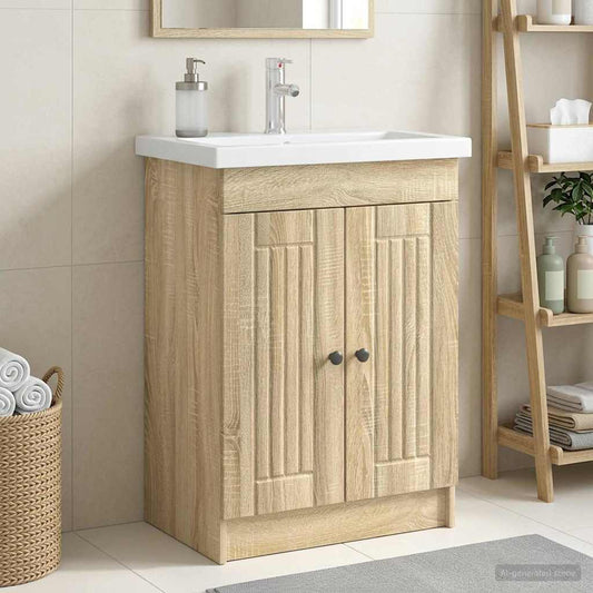 vidaXL Bathroom under Sink Cabinet Sonoma Oak 78.5 x 37.5 x 81 cm