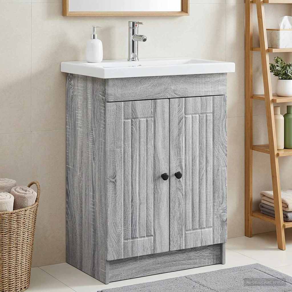vidaXL Bathroom under Sink Cabinet Grey Sonoma 78.5 x 37.5 x 81 cm