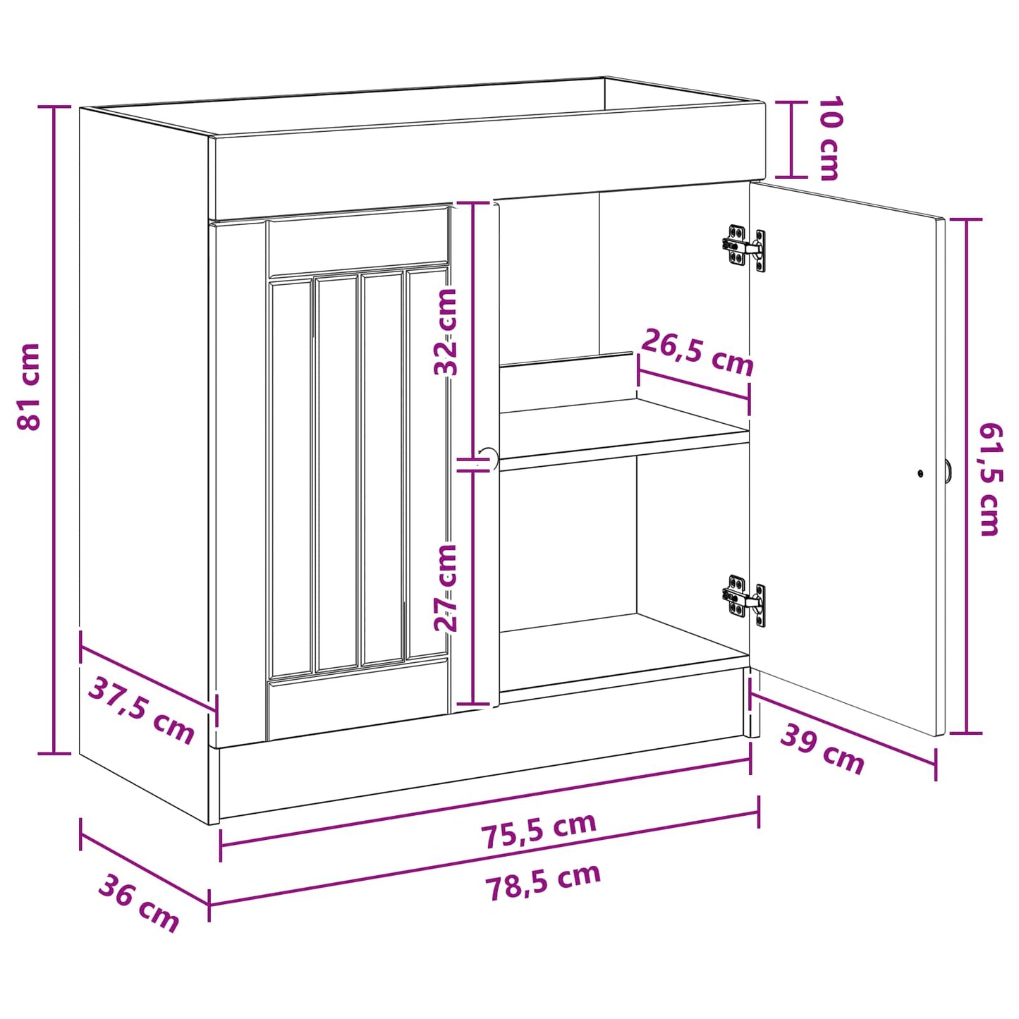 vidaXL Bathroom under Sink Cabinet Grey Sonoma 78.5 x 37.5 x 81 cm