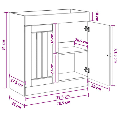vidaXL Bathroom under Sink Cabinet Grey Sonoma 78.5 x 37.5 x 81 cm