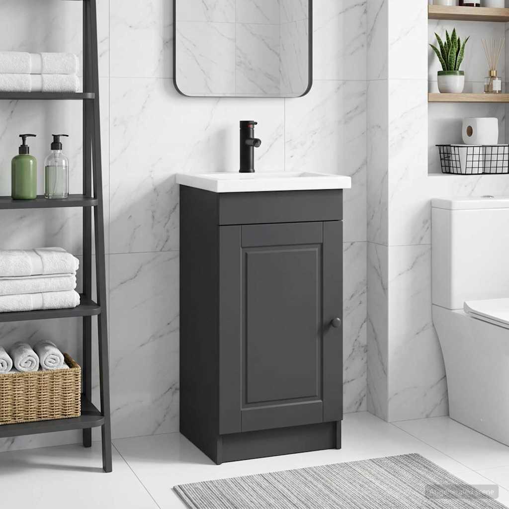 vidaXL Bathroom Vanity with Sink Black 42 x 40 x 84.5 cm