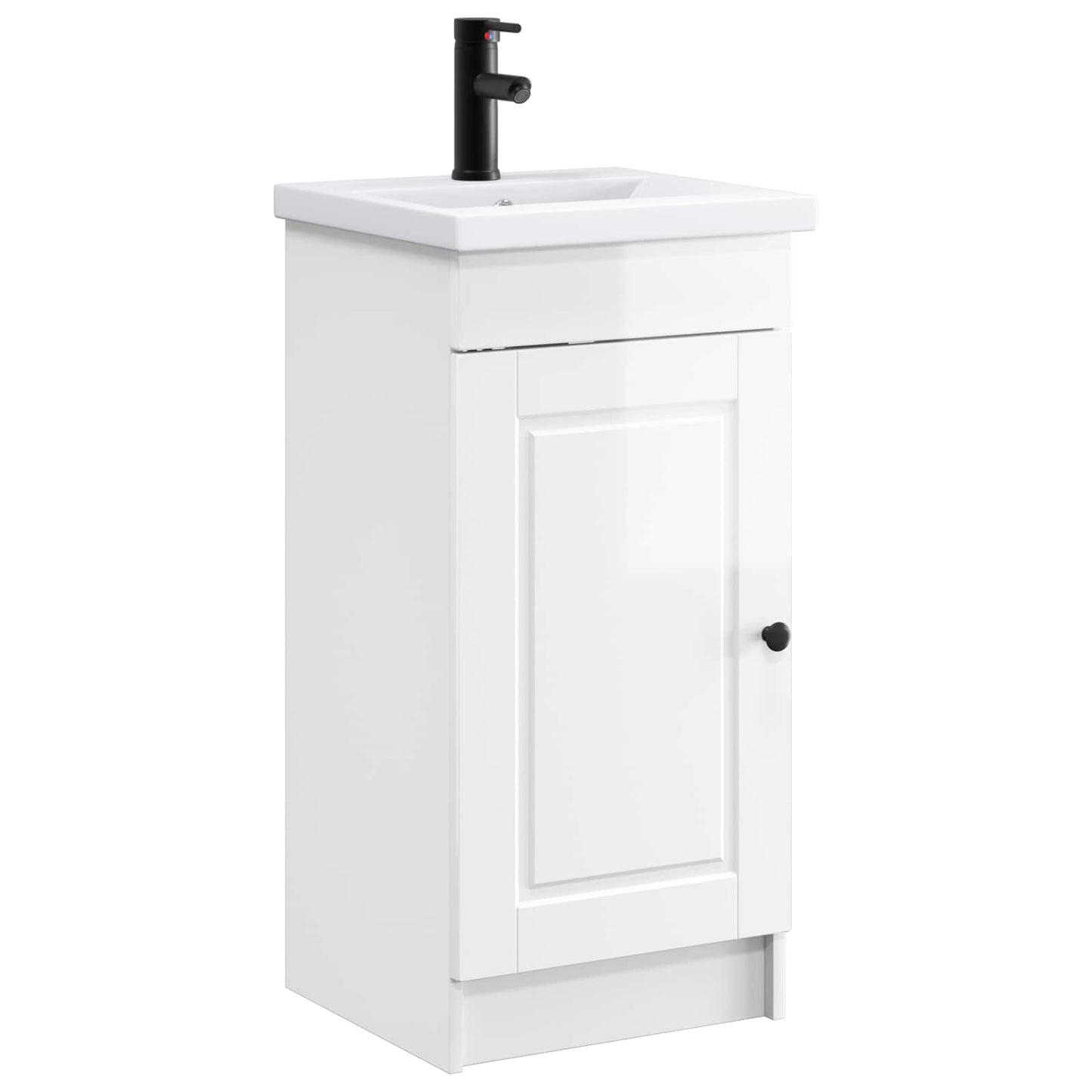 vidaXL Bathroom Vanity with Sink High Gloss White 42 x 40 x 84.5 cm