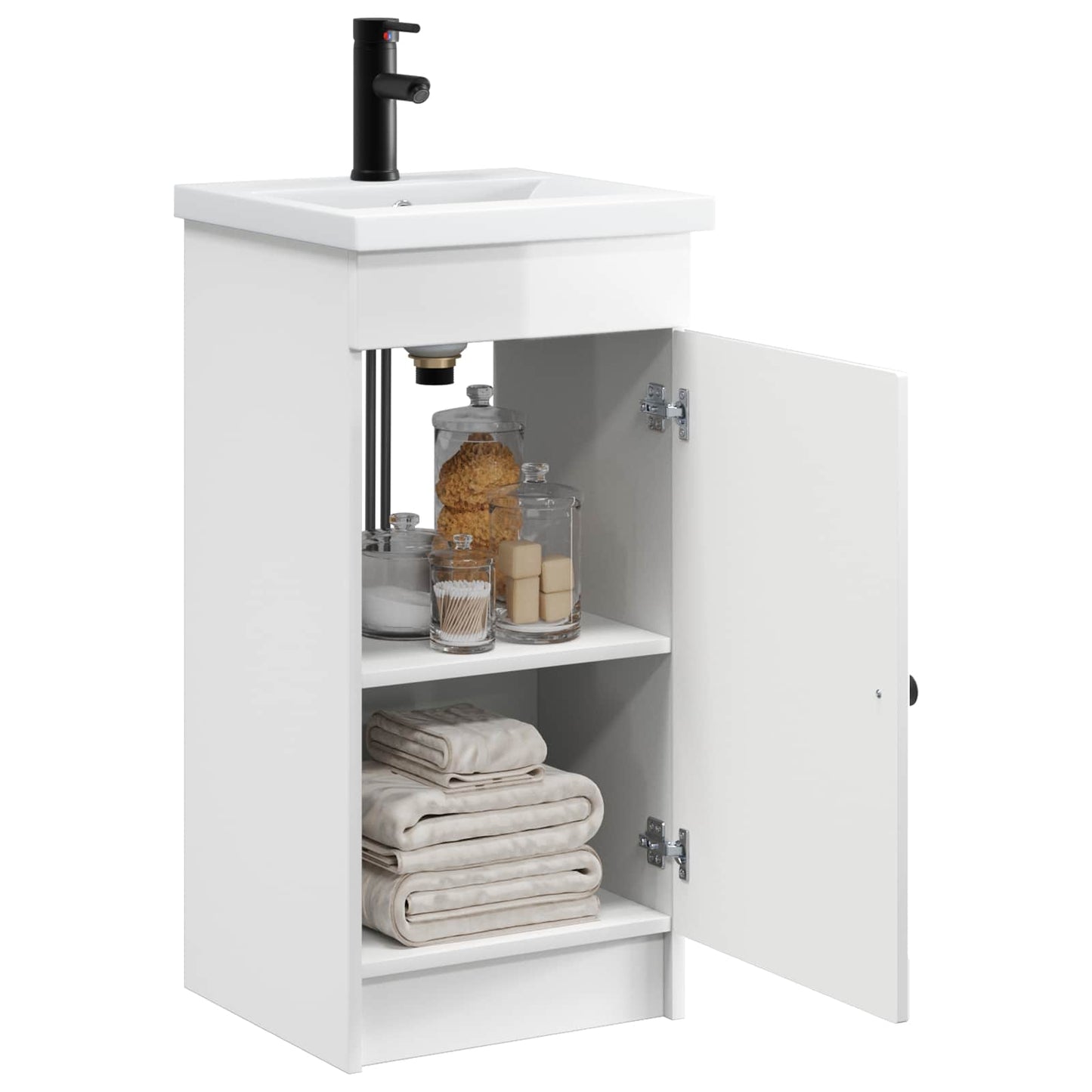 vidaXL Bathroom Vanity with Sink High Gloss White 42 x 40 x 84.5 cm
