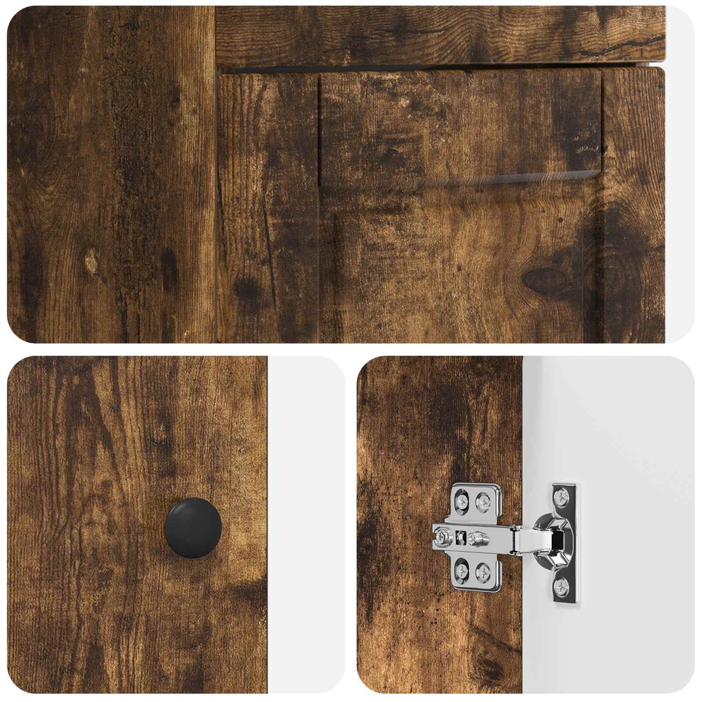 vidaXL Bathroom Vanity with Sink Smoked Oak 42 x 40 x 84.5 cm
