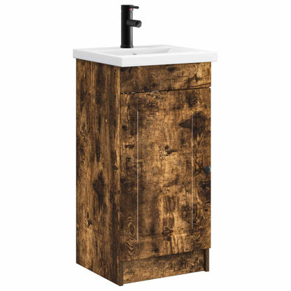 vidaXL Bathroom Vanity with Sink Smoked Oak 42 x 40 x 84.5 cm