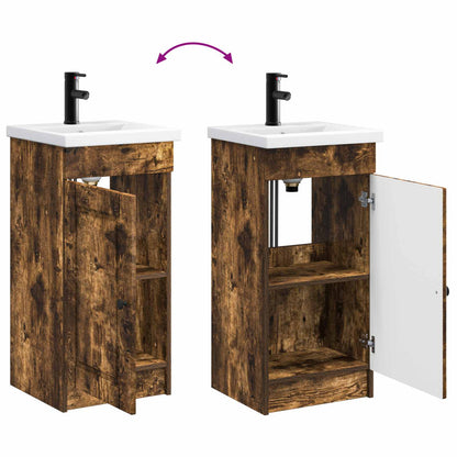 vidaXL Bathroom Vanity with Sink Smoked Oak 42 x 40 x 84.5 cm