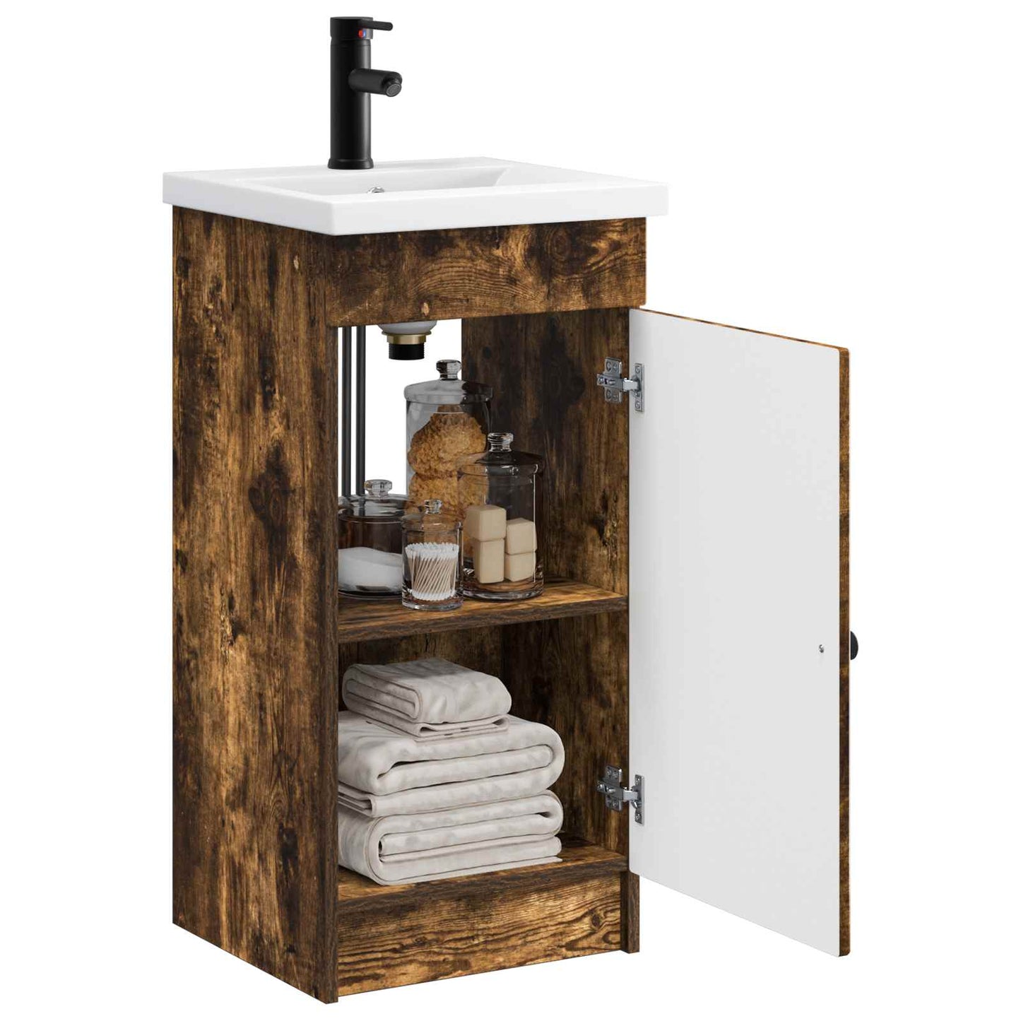 vidaXL Bathroom Vanity with Sink Smoked Oak 42 x 40 x 84.5 cm