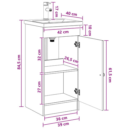 vidaXL Bathroom Vanity with Sink Grey Sonoma 42 x 40 x 84.5 cm