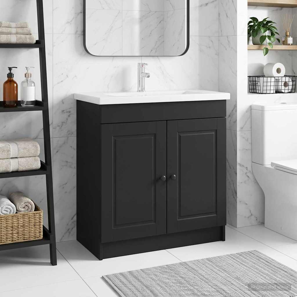 vidaXL Bathroom under Sink Cabinet Black 56 x 37.5 x 81 cm