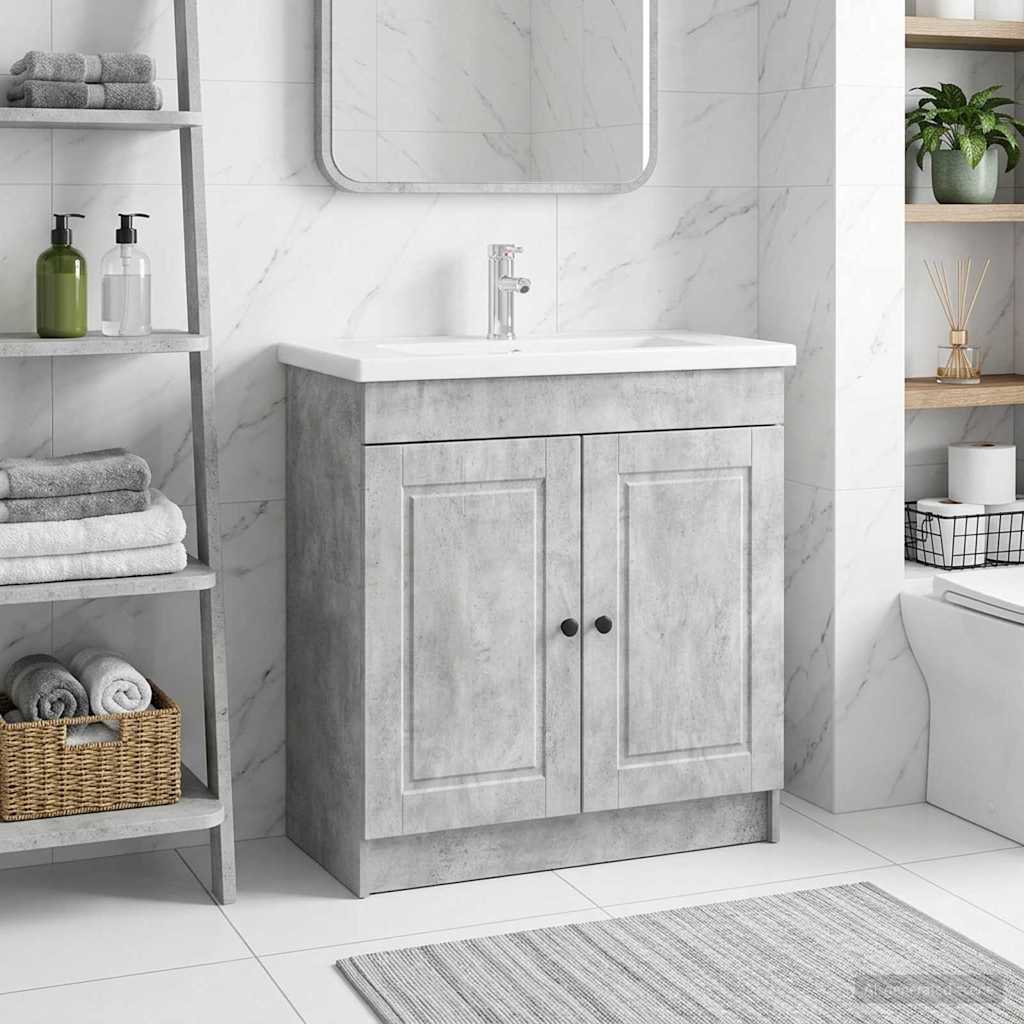 vidaXL Bathroom under Sink Cabinet Concrete Grey 56 x 37.5 x 81 cm