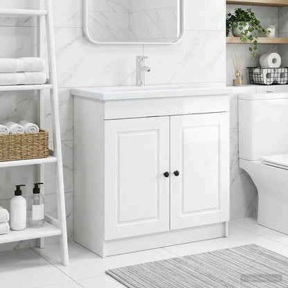 vidaXL Bathroom under Sink Cabinet High Gloss White 56 x 37.5 x 81 cm