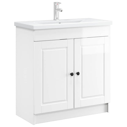 vidaXL Bathroom under Sink Cabinet High Gloss White 56 x 37.5 x 81 cm