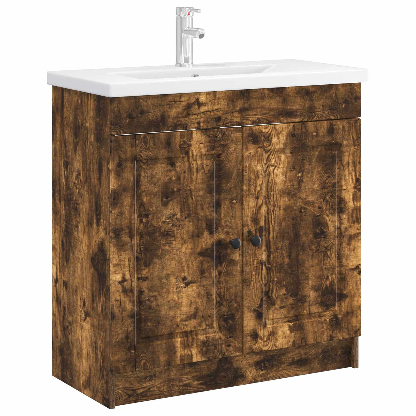 vidaXL Bathroom under Sink Cabinet Smoked Oak 56 x 37.5 x 81 cm