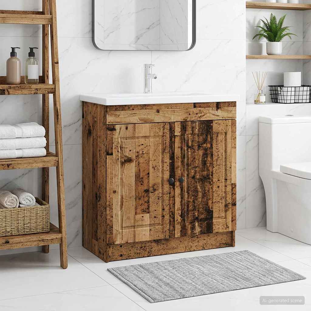 vidaXL Bathroom under Sink Cabinet Old Wood 56 x 37.5 x 81 cm