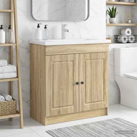 vidaXL Bathroom under Sink Cabinet Sonoma Oak 78.5 x 37.5 x 81 cm