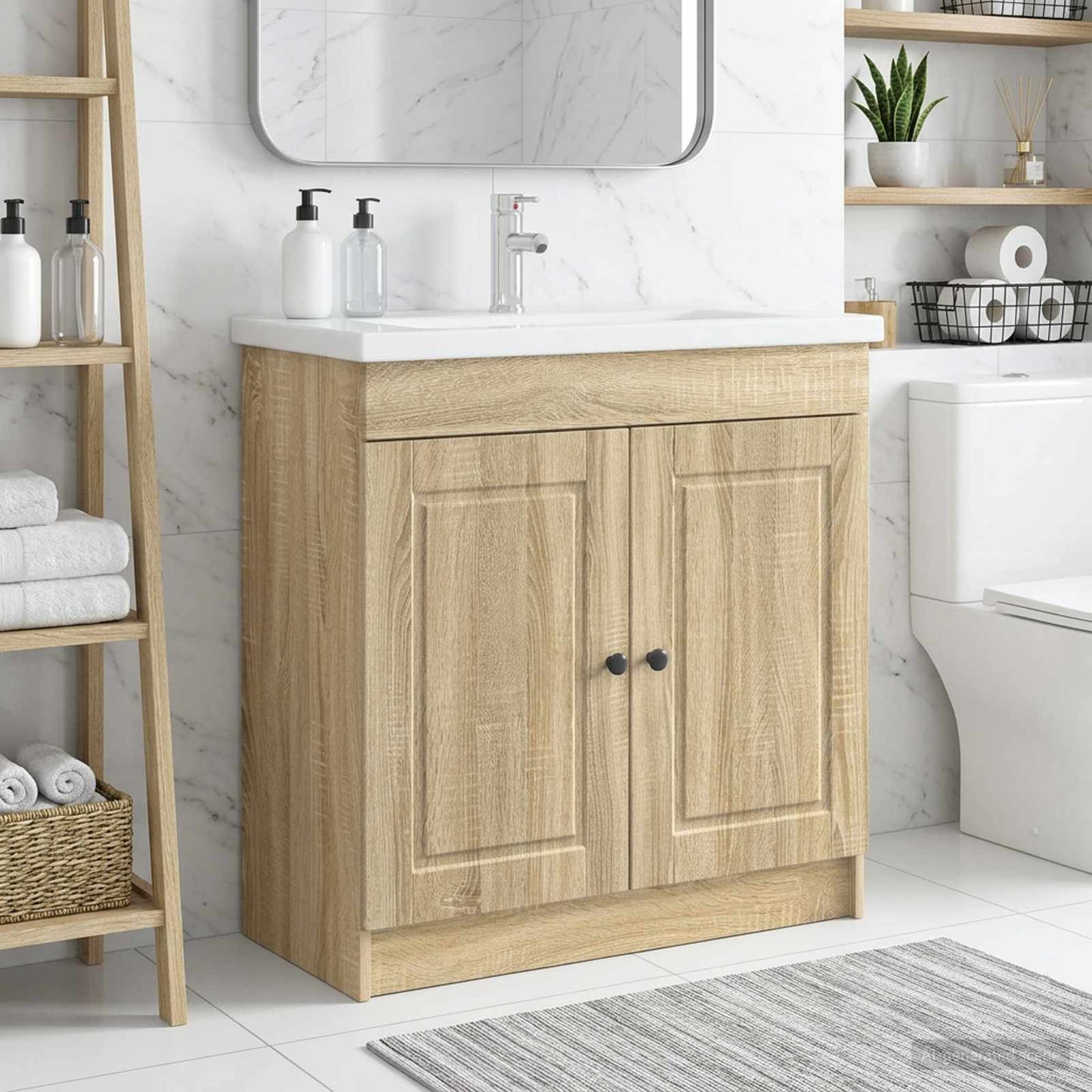 vidaXL Bathroom under Sink Cabinet Sonoma Oak 78.5 x 37.5 x 81 cm