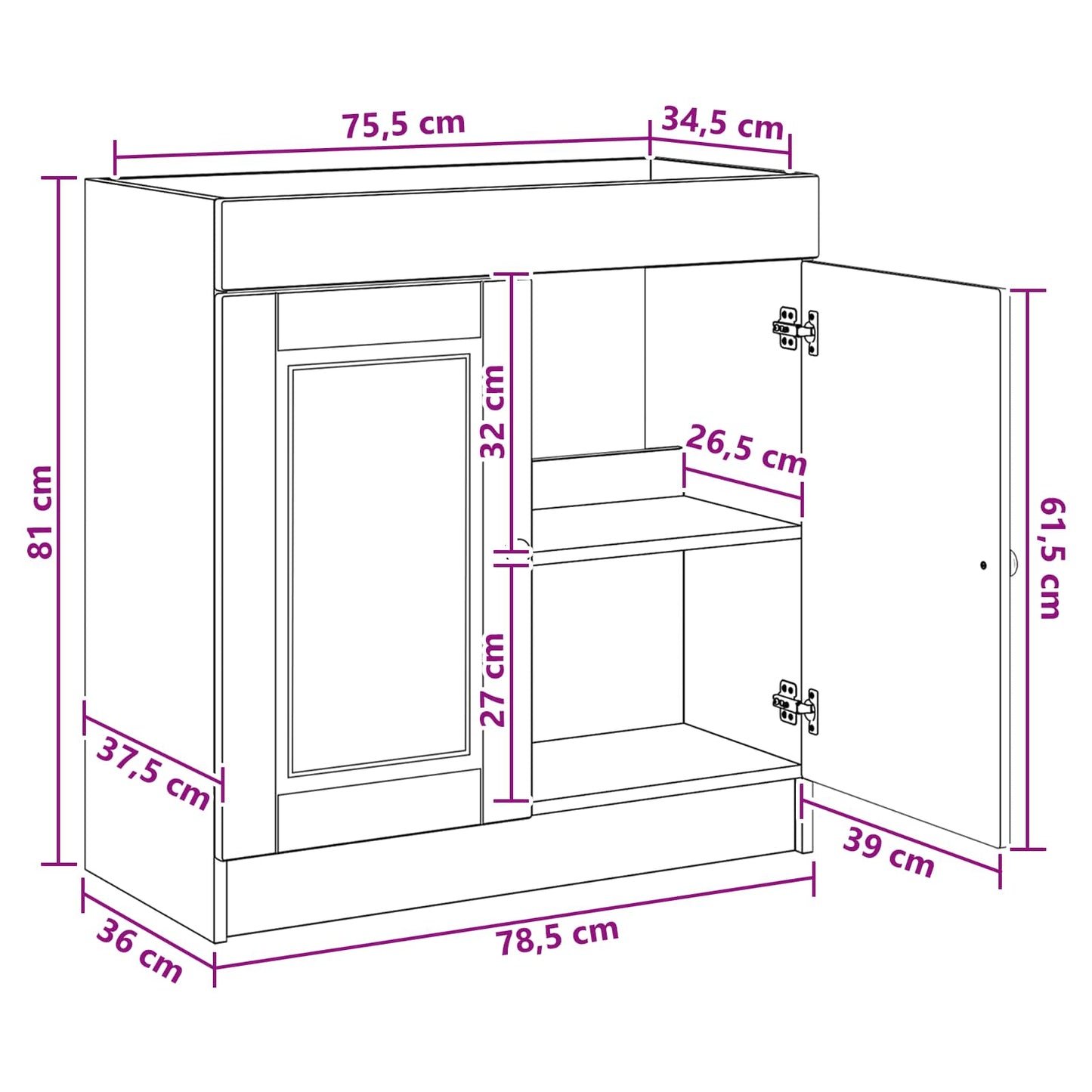 vidaXL Bathroom under Sink Cabinet Concrete Grey 78.5 x 37.5 x 81 cm