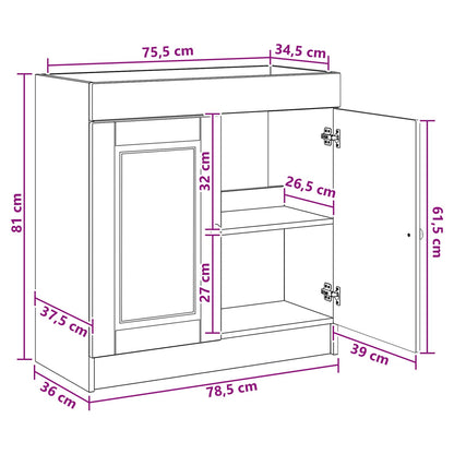 vidaXL Bathroom under Sink Cabinet Concrete Grey 78.5 x 37.5 x 81 cm