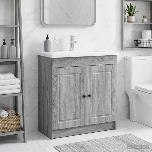 vidaXL Bathroom under Sink Cabinet Grey Sonoma 78.5 x 37.5 x 81 cm