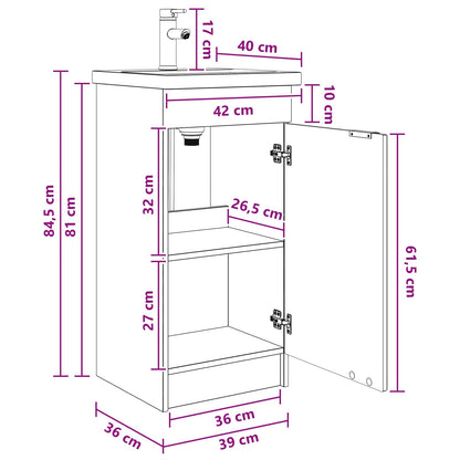 vidaXL Bathroom Vanity with Sink Black 42 x 40 x 84.5 cm