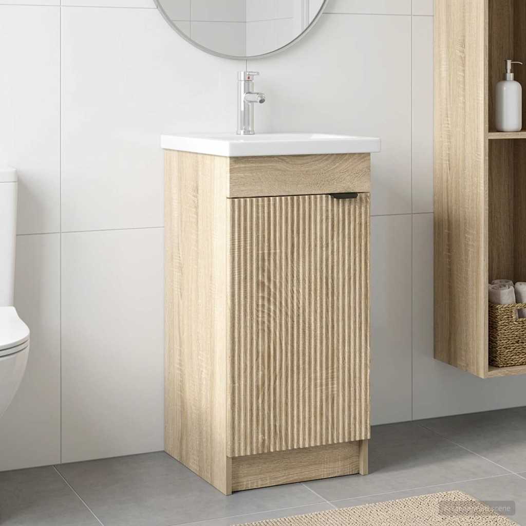 vidaXL Bathroom Vanity with Sink Sonoma Oak 42 x 40 x 84.5 cm