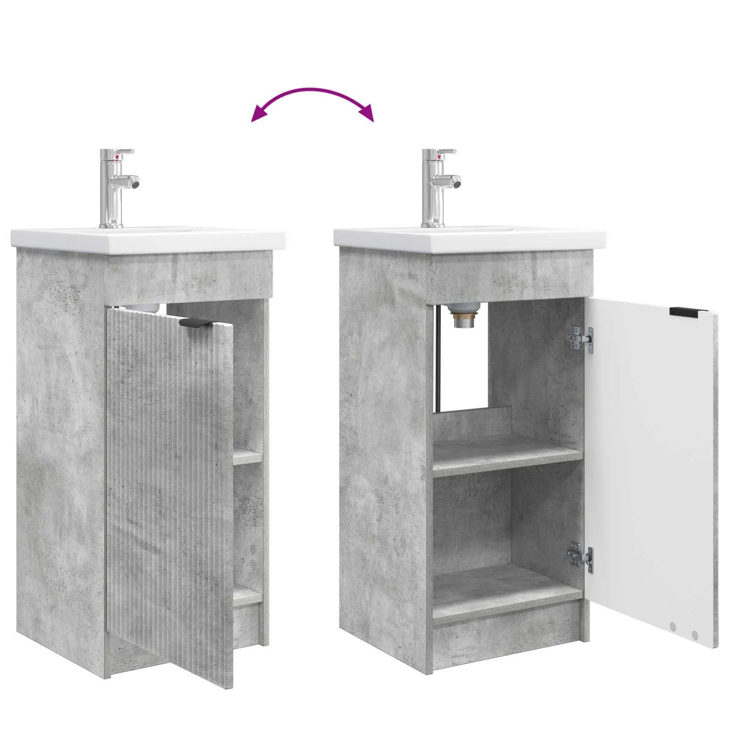 vidaXL Bathroom Vanity with Sink Concrete Grey 42 x 40 x 84.5 cm