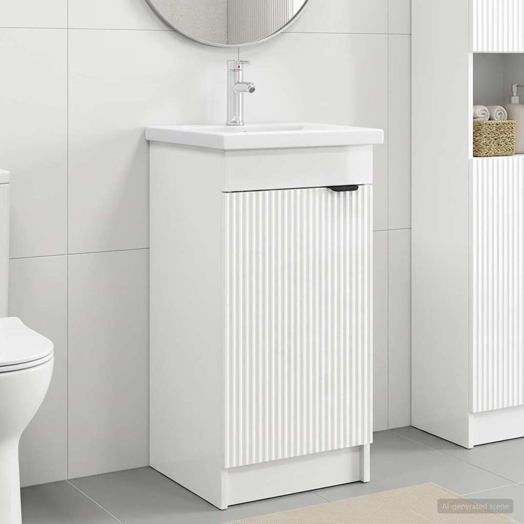 vidaXL Bathroom Vanity with Sink High Gloss White 42 x 40 x 84.5 cm