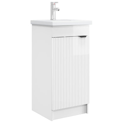 vidaXL Bathroom Vanity with Sink High Gloss White 42 x 40 x 84.5 cm