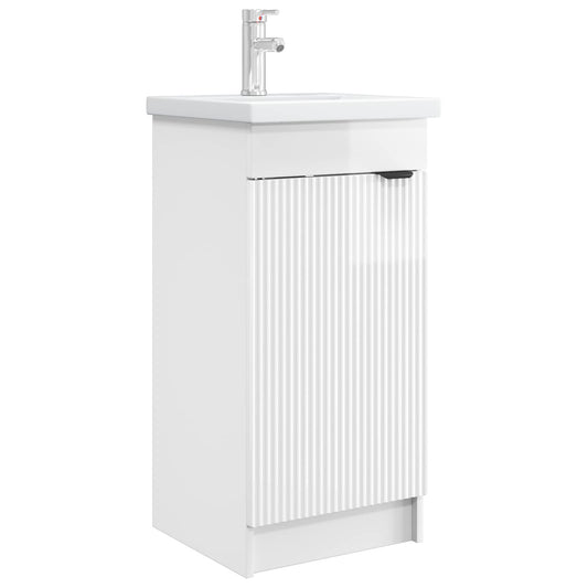 vidaXL Bathroom Vanity with Sink High Gloss White 42 x 40 x 84.5 cm