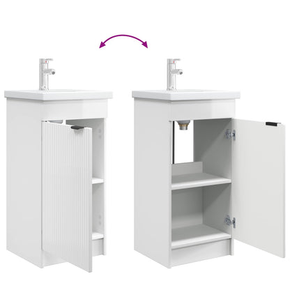 vidaXL Bathroom Vanity with Sink High Gloss White 42 x 40 x 84.5 cm