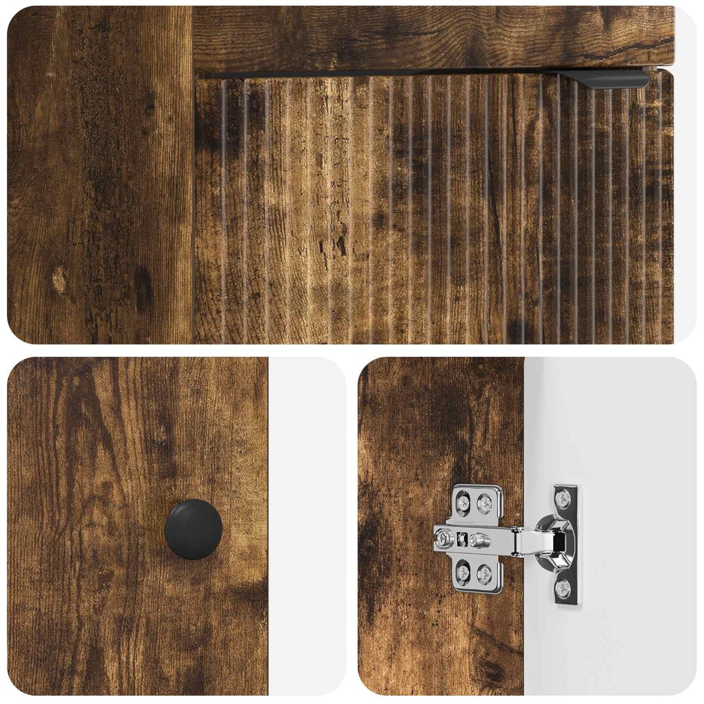 vidaXL Bathroom Vanity with Sink Smoked Oak 42 x 40 x 84.5 cm
