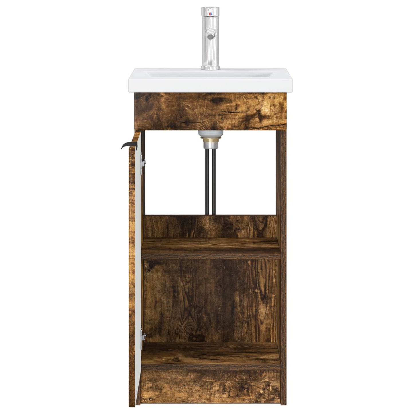 vidaXL Bathroom Vanity with Sink Smoked Oak 42 x 40 x 84.5 cm