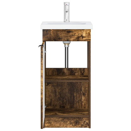 vidaXL Bathroom Vanity with Sink Smoked Oak 42 x 40 x 84.5 cm