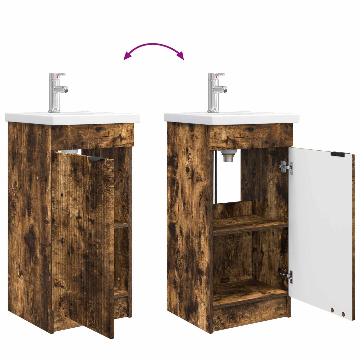vidaXL Bathroom Vanity with Sink Smoked Oak 42 x 40 x 84.5 cm