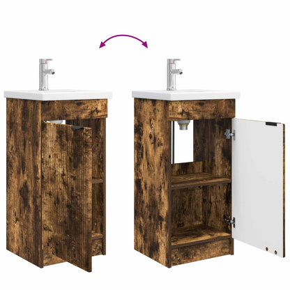 vidaXL Bathroom Vanity with Sink Smoked Oak 42 x 40 x 84.5 cm