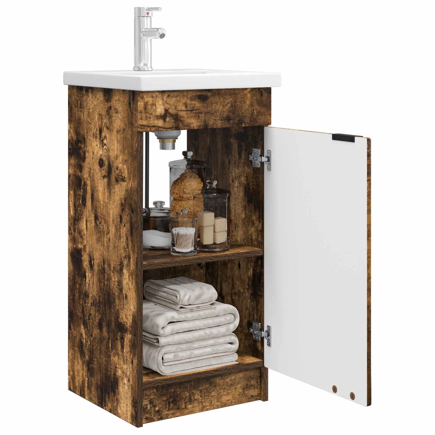 vidaXL Bathroom Vanity with Sink Smoked Oak 42 x 40 x 84.5 cm