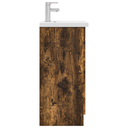 vidaXL Bathroom Vanity with Sink Smoked Oak 42 x 40 x 84.5 cm