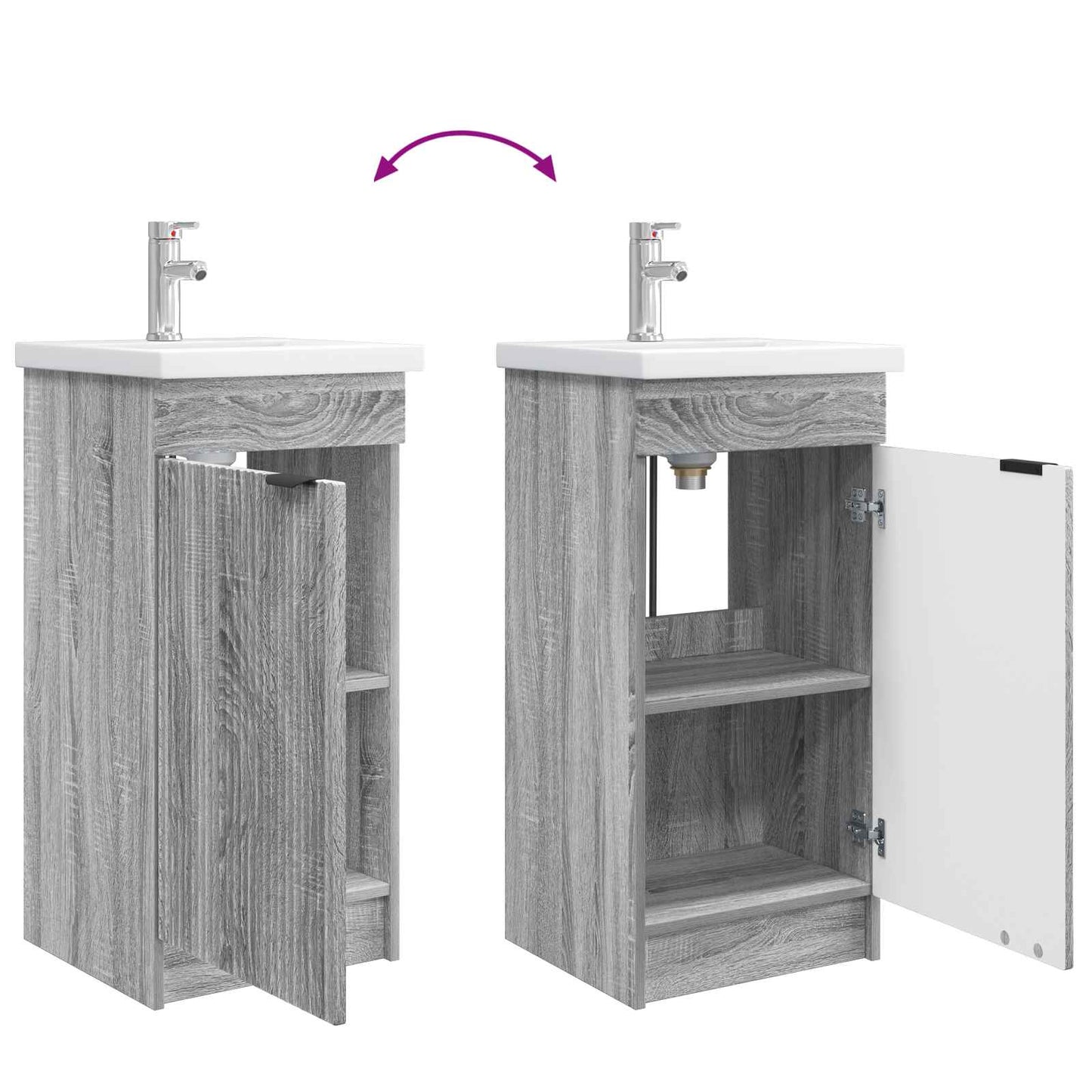 vidaXL Bathroom Vanity with Sink Grey Sonoma 42 x 40 x 84.5 cm
