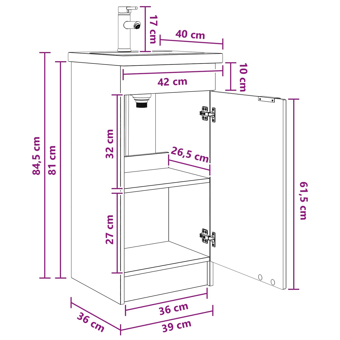 vidaXL Bathroom Vanity with Sink Grey Sonoma 42 x 40 x 84.5 cm