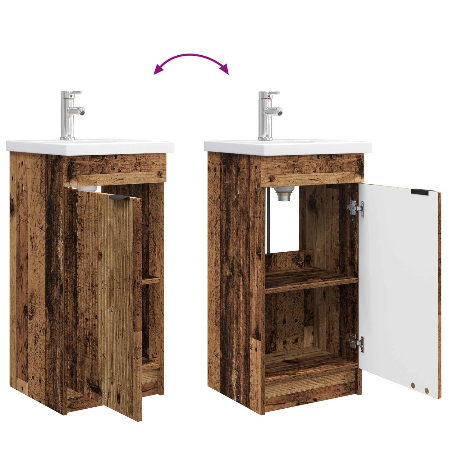vidaXL Bathroom Vanity with Sink Old Wood 42 x 40 x 84.5 cm