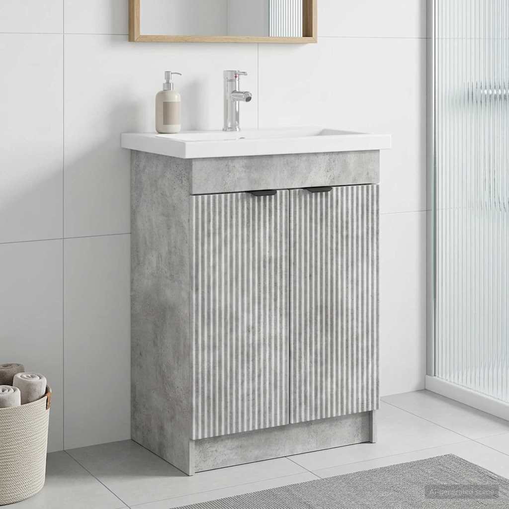 vidaXL Bathroom under Sink Cabinet Concrete Grey 56 x 37.5 x 81 cm